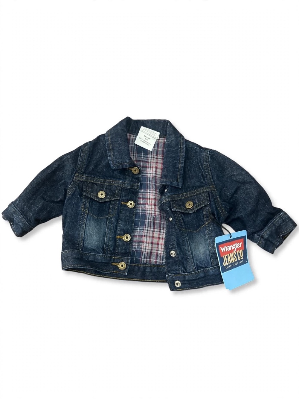 Wrangler Kids Indigo Blue Denim Jacket with Plaid Lining